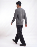 Acid Wash Waffle Knit Oversized Full-Sleeve T-Shirt | 240 GSM Waffle Knit Cotton Oversized Tee