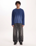 Blue Ombré Waffle Knit Oversized Full-Sleeve T-Shirt | 240 GSM Cotton Waffle Knit Tee