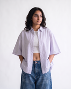 Blue Striped Oxford Boxy Shirt | 160 GSM Cotton Oxford Stripe Shirt