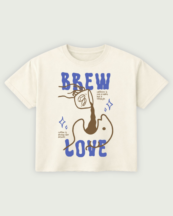 Caffeine Love Boxy Fit T-Shirt | 240 GSM French Terry Off-White Graphic Tee