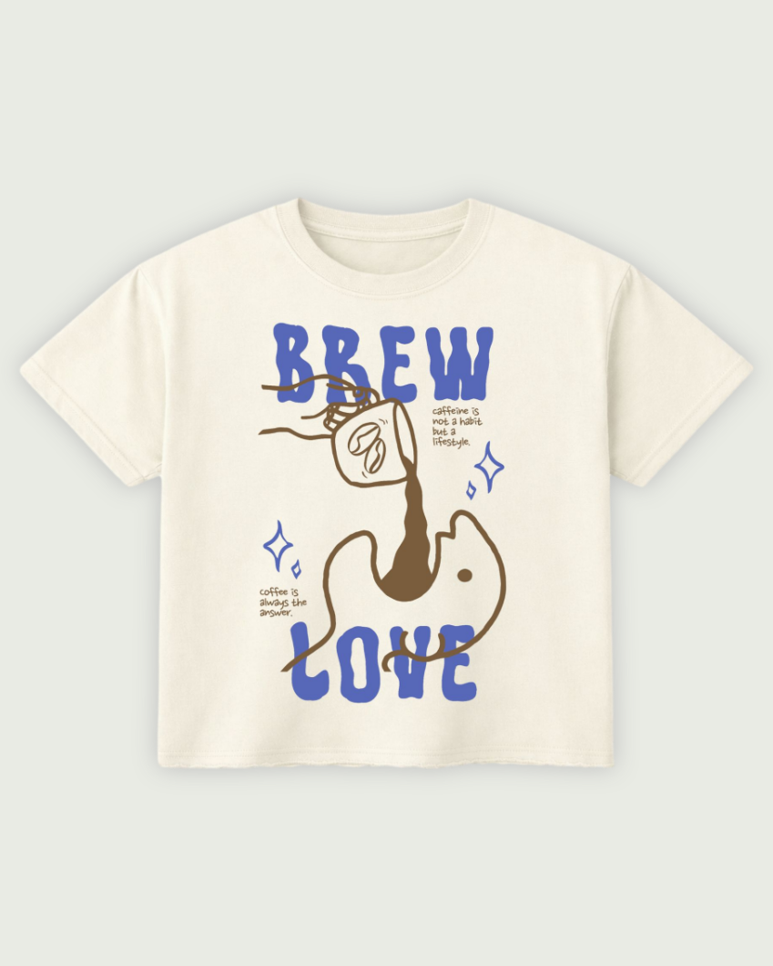 Caffeine Love Boxy Fit T-Shirt | 240 GSM French Terry Off-White Graphic Tee