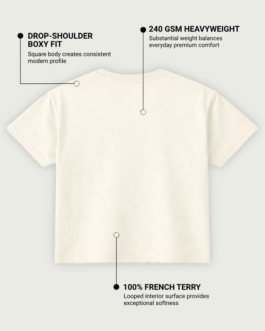 Caffeine Love Boxy Fit T-Shirt | 240 GSM French Terry Off-White Graphic Tee