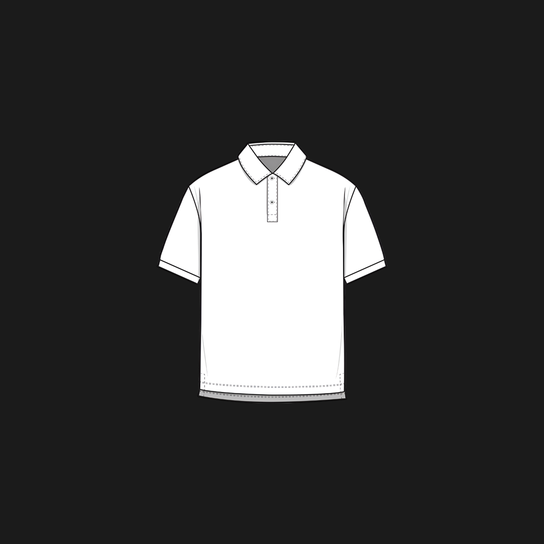 White polo shirt on a black background