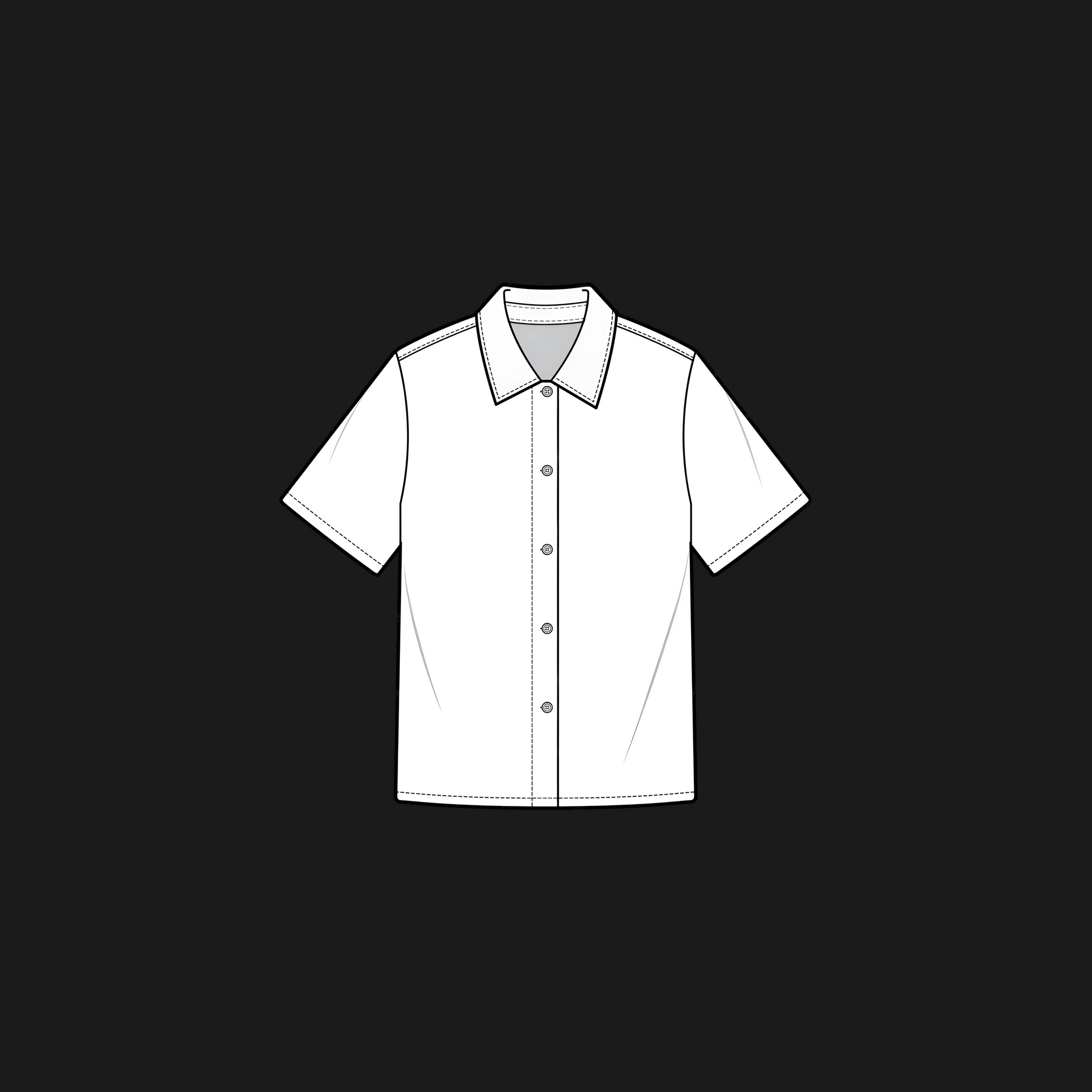 White shirt with short sleeves on a black background