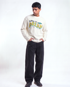 Dare to Dream Off-White Waffle Knit Oversized Full-Sleeve T-Shirt | 240 GSM Cotton Graphic Tee