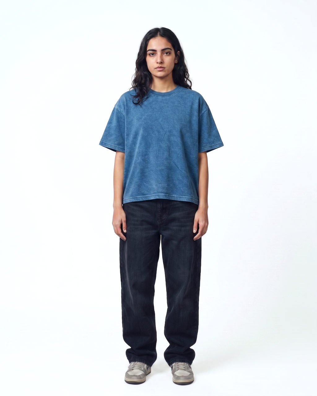 Denim Wash Boxy Fit T-Shirt | 240 GSM French Terry Cotton Boxy Fit Tee