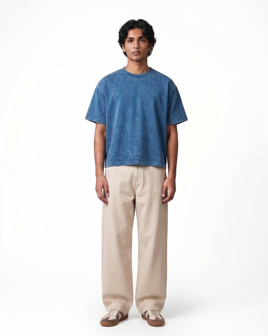 Denim Wash Boxy Fit T-Shirt | 240 GSM French Terry Cotton Boxy Fit Tee