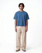 Denim Wash Boxy Fit T-Shirt | 240 GSM French Terry Cotton Boxy Fit Tee