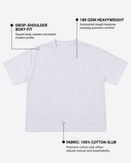 Dusty White Boxy Slub T-Shirt | 180 GSM Cotton Slub Boxy Fit Tee