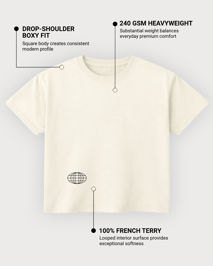 Freedom Boxy Fit T-Shirt | 240 GSM French Terry Off-White Graphic Tee