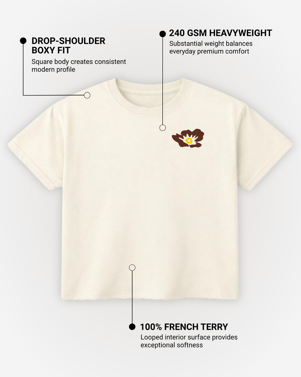 The Six Stories Boxy Fit T-Shirt | 240 GSM French Terry Off-White Graphic Tee