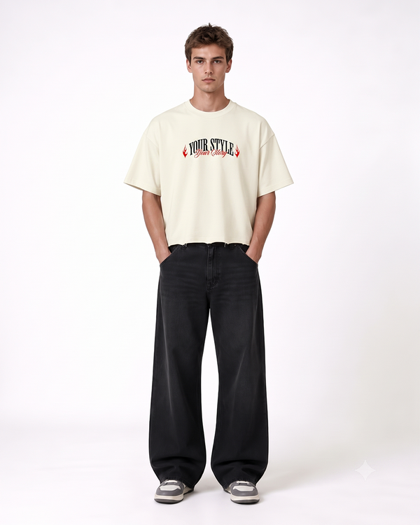 Eyes Never Lie Boxy Fit T-Shirt | 240 GSM French Terry Off-White Graphic Tee