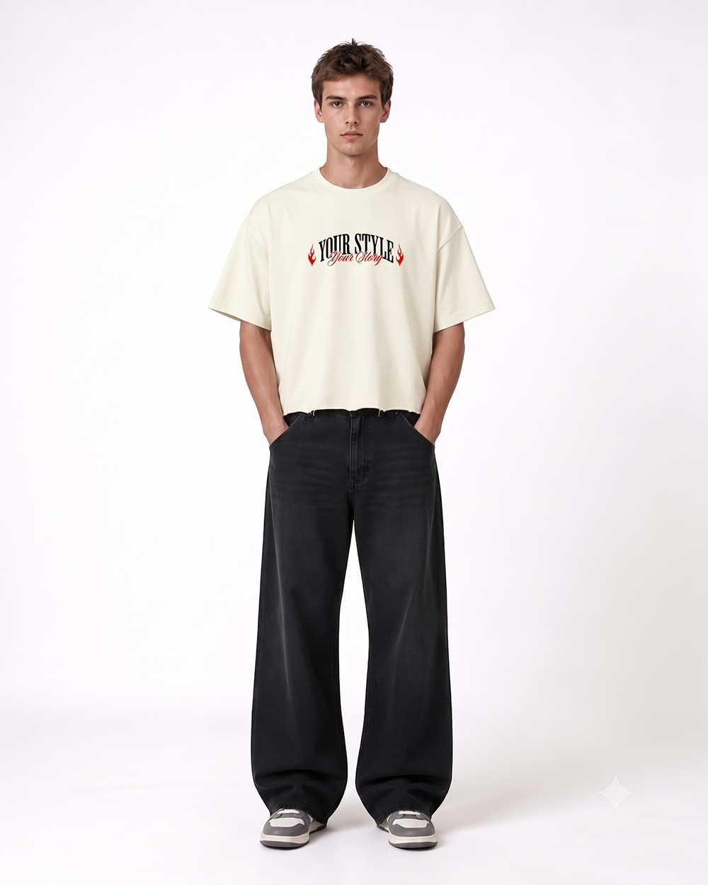 Eyes Never Lie Boxy Fit T-Shirt | 240 GSM French Terry Off-White Graphic Tee
