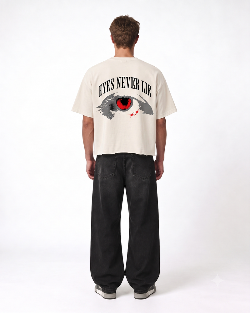Eyes Never Lie Boxy Fit T-Shirt | 240 GSM French Terry Off-White Graphic Tee