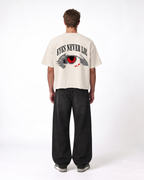 Eyes Never Lie Boxy Fit T-Shirt | 240 GSM French Terry Off-White Graphic Tee
