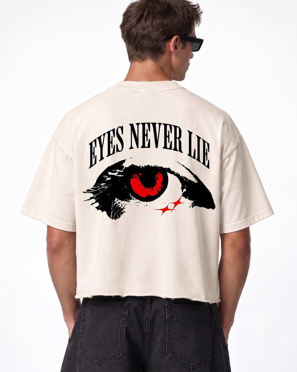 Eyes Never Lie Boxy Fit T-Shirt | 240 GSM French Terry Off-White Graphic Tee