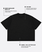 Graphite Boxy Slub T-Shirt | 180 GSM Cotton Slub Boxy Fit Tee