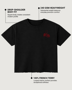 Leclerc 16 Black Boxy Fit T-Shirt | 240 GSM French Terry Cotton Graphic Tee