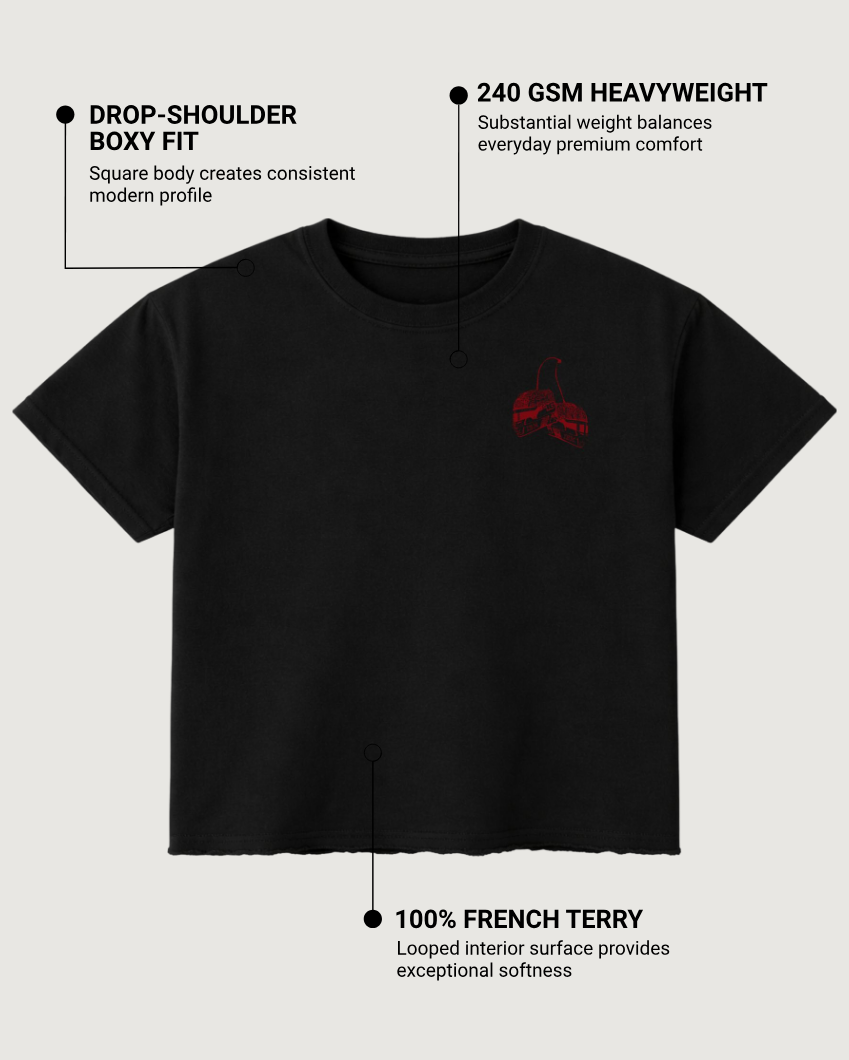 Leclerc 16 Black Boxy Fit T-Shirt | 240 GSM French Terry Cotton Graphic Tee