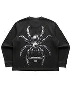 Look Quiet Spider Tee | 240 GSM Cotton Waffle Knit Black Oversized Full-Sleeve Graphic Tee