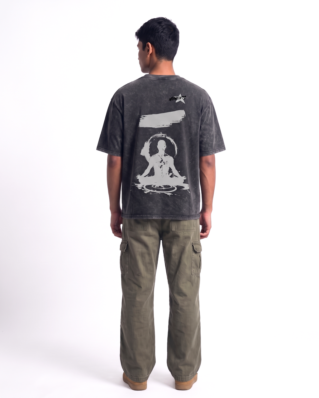 Mindful Moments Acid Wash Oversized T-Shirt | 240 GSM French Terry Cotton Graphic Tee