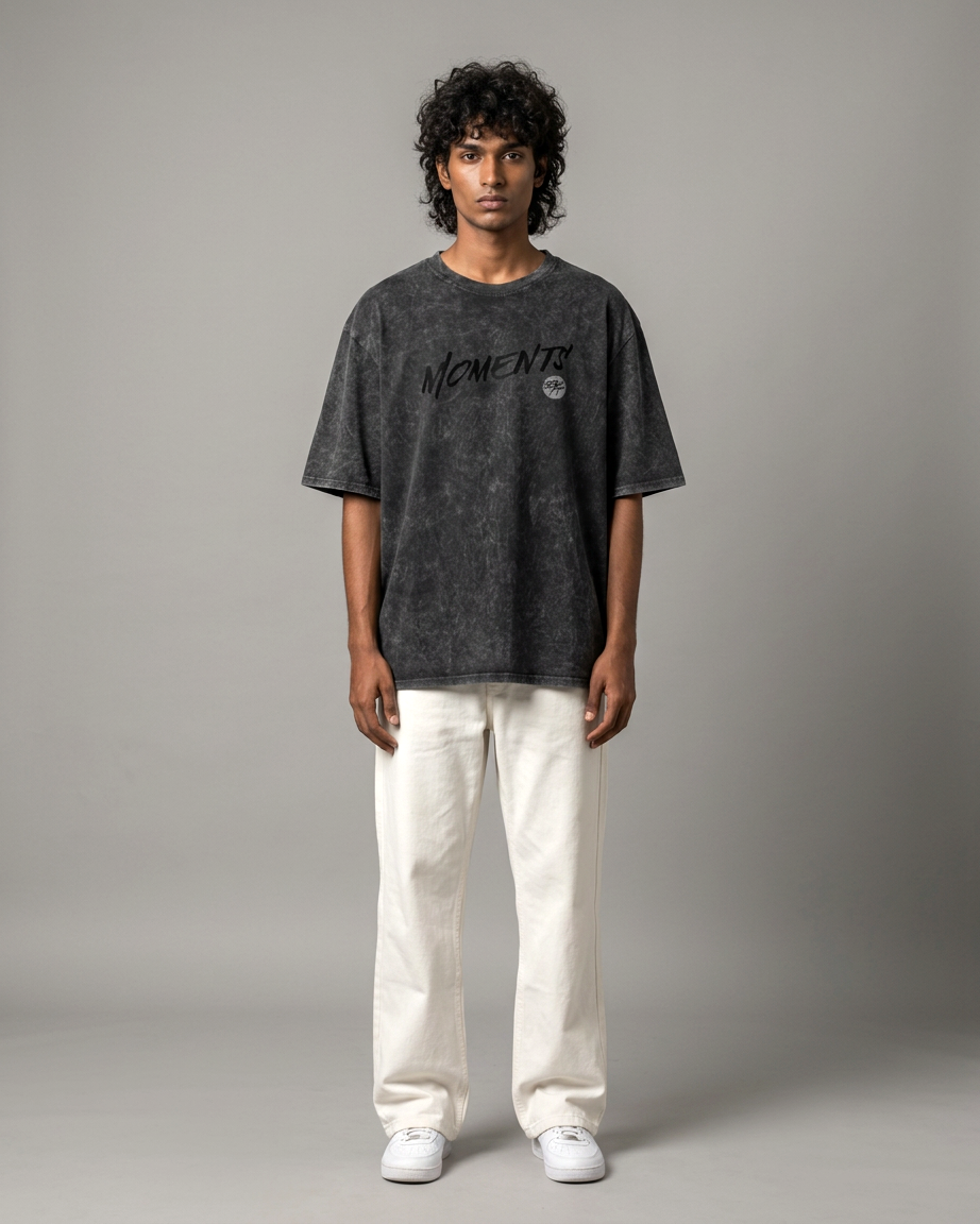 Mindful Moments Acid Wash Oversized T-Shirt | 240 GSM French Terry Cotton Graphic Tee