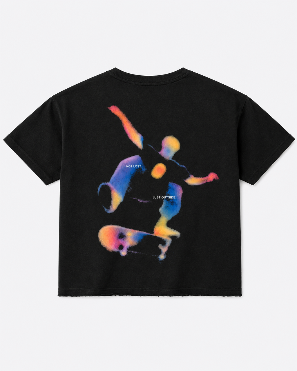 Not Lost Just Outside Boxy Fit T-Shirt | 240 GSM French Terry Black Graphic Tee