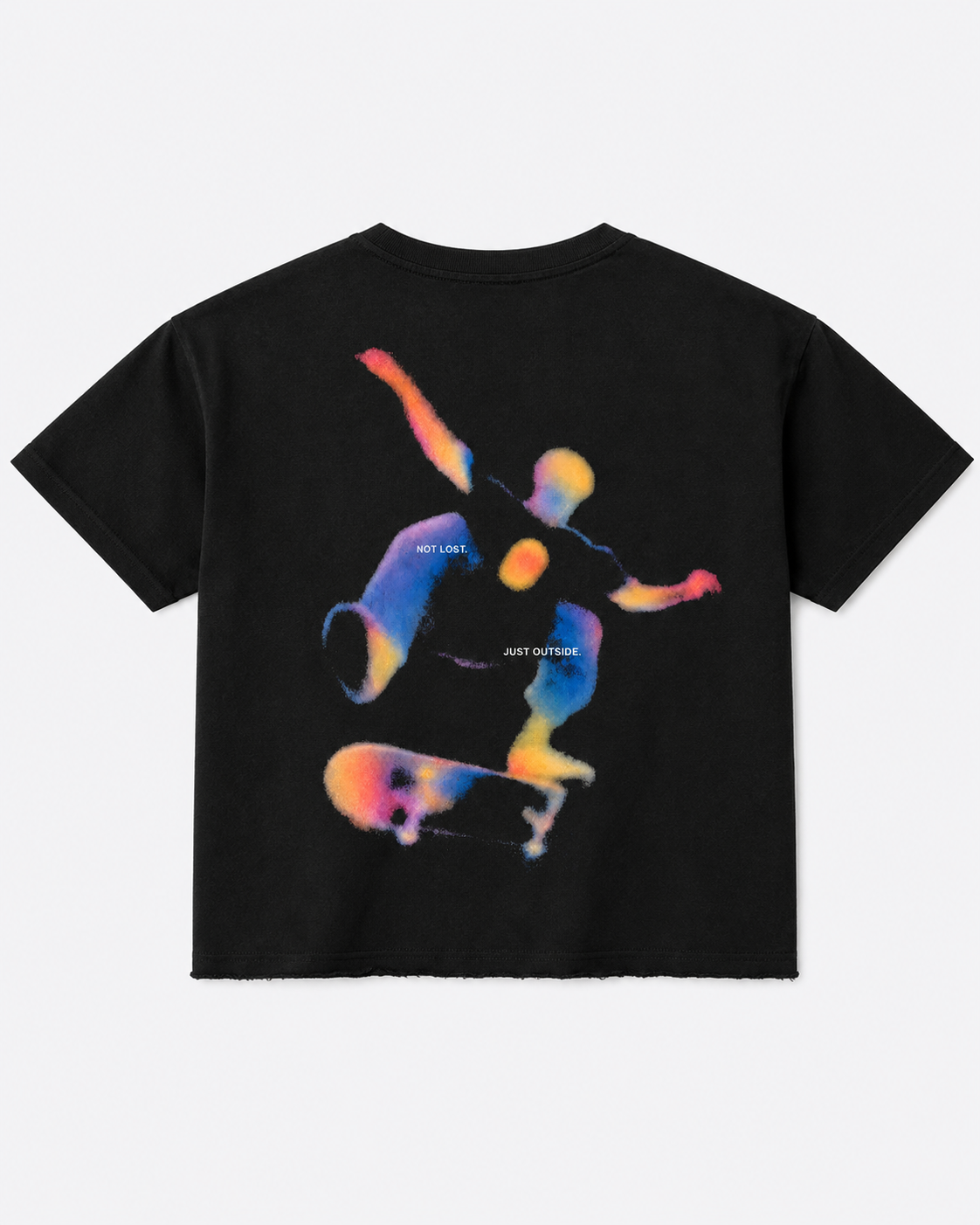 Not Lost Just Outside Boxy Fit T-Shirt | 240 GSM French Terry Black Graphic Tee