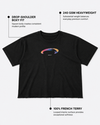 Not Lost Just Outside Boxy Fit T-Shirt | 240 GSM French Terry Black Graphic Tee