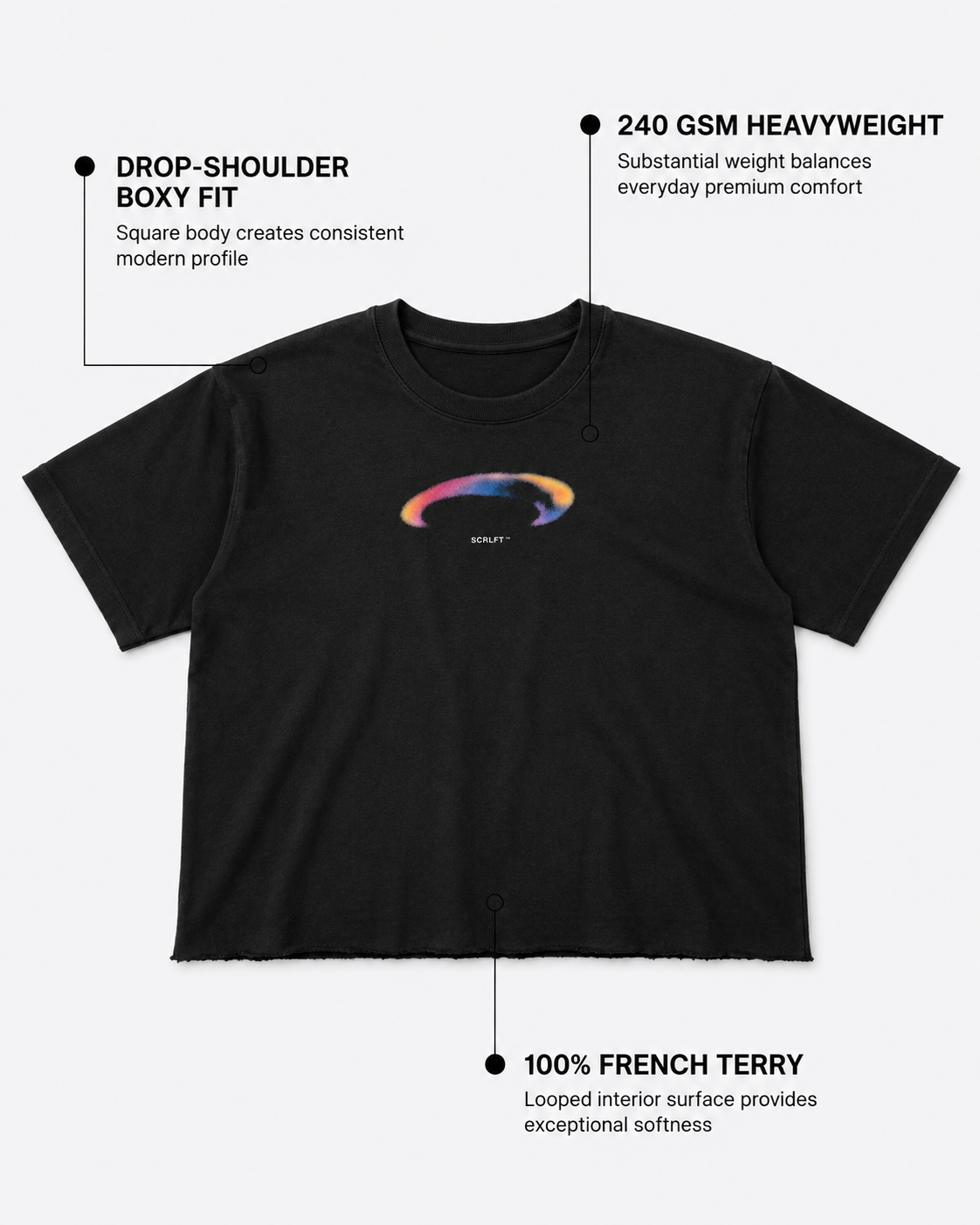 Not Lost Just Outside Boxy Fit T-Shirt | 240 GSM French Terry Black Graphic Tee