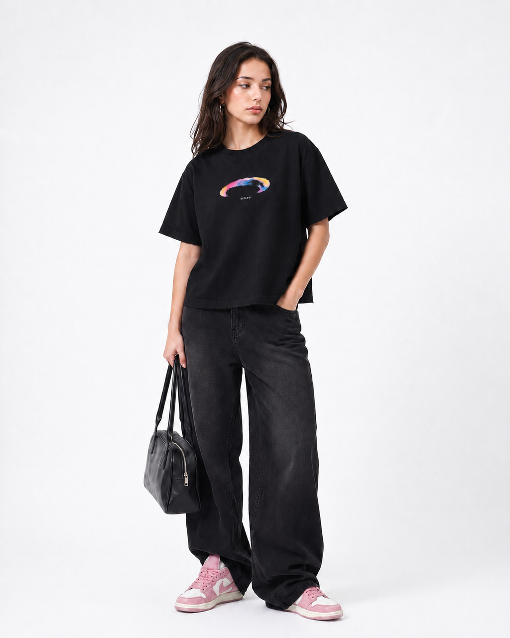 Not Lost Just Outside Boxy Fit T-Shirt | 240 GSM French Terry Black Graphic Tee