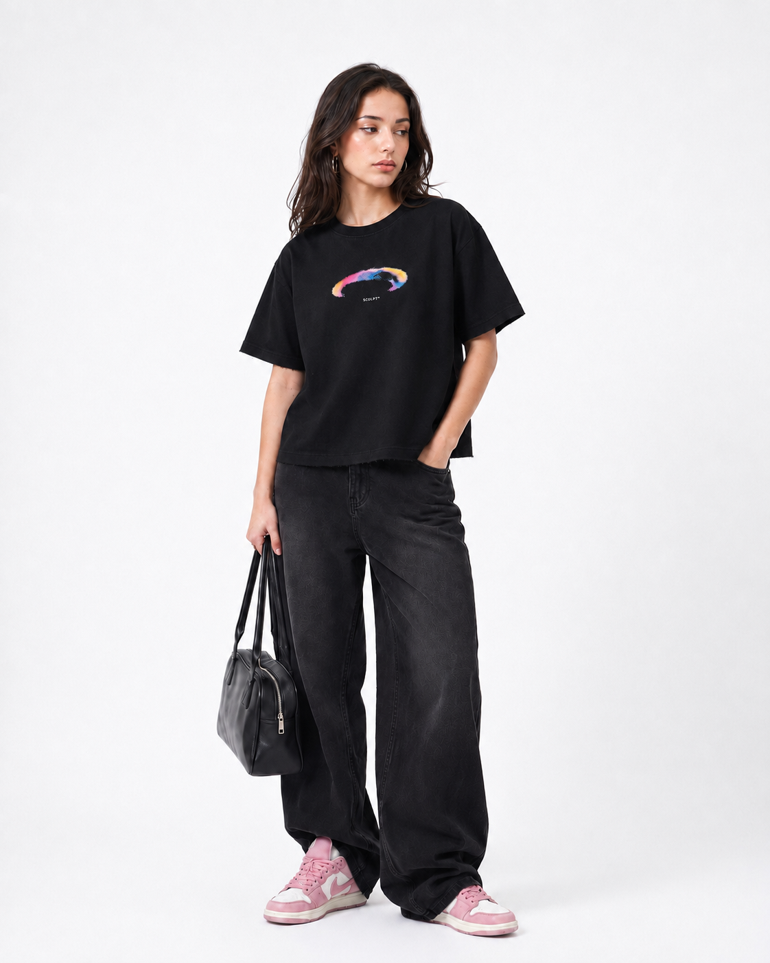 Not Lost Just Outside Boxy Fit T-Shirt | 240 GSM French Terry Black Graphic Tee