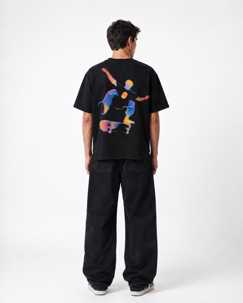 Not Lost Just Outside Boxy Fit T-Shirt | 240 GSM French Terry Black Graphic Tee