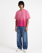 Pink Sunfade Ombre Wash Boxy Fit T-Shirt | 240 GSM French Terry Cotton Boxy Fit Tee
