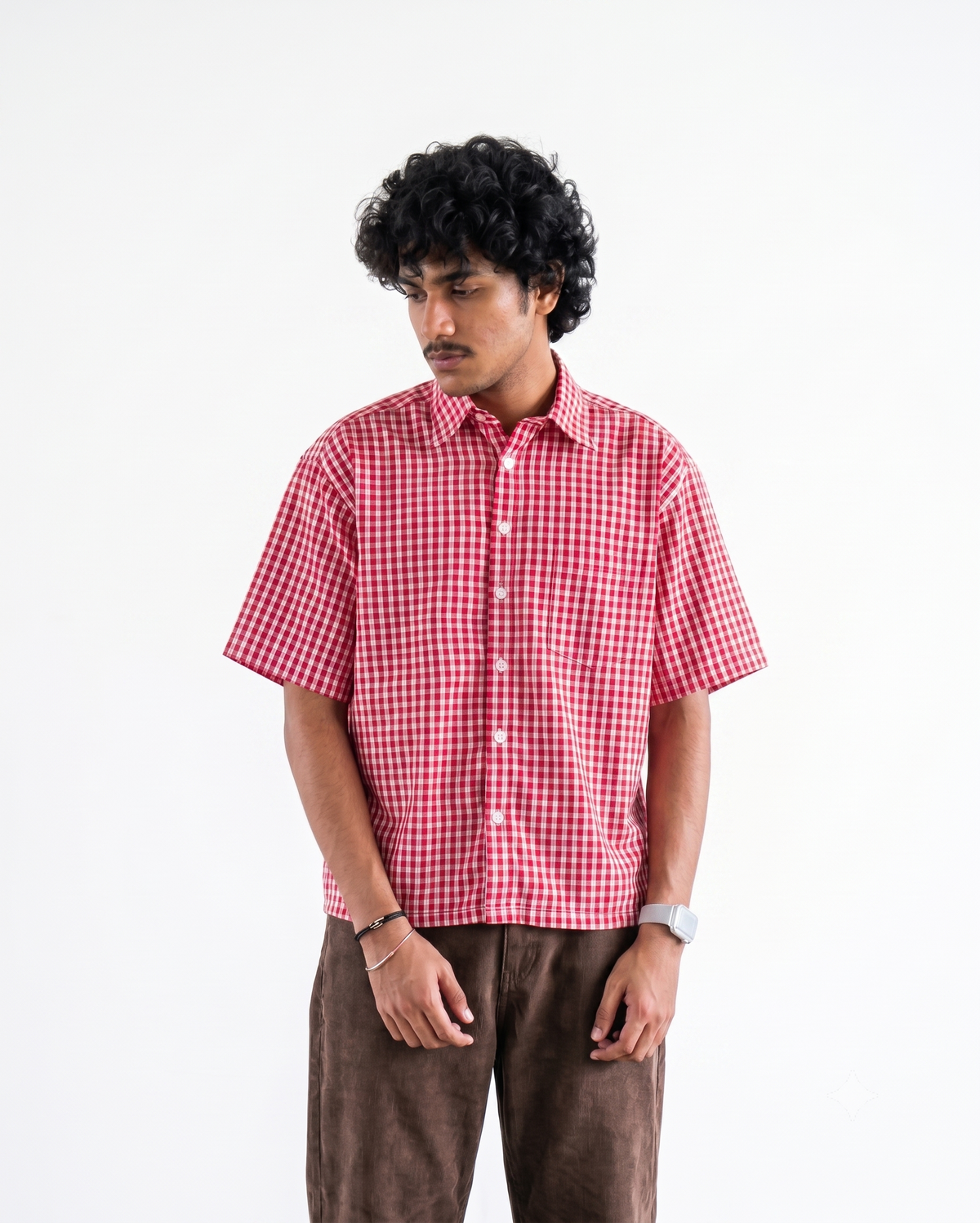 Red Picnic Oxford Boxy Shirt | 160 GSM Cotton Oxford Check Shirt