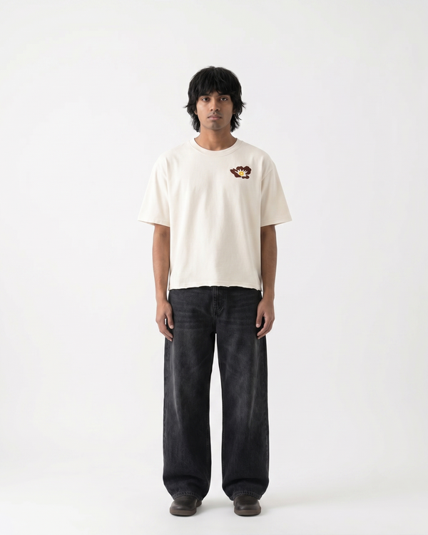 The Six Stories Boxy Fit T-Shirt | 240 GSM French Terry Off-White Graphic Tee