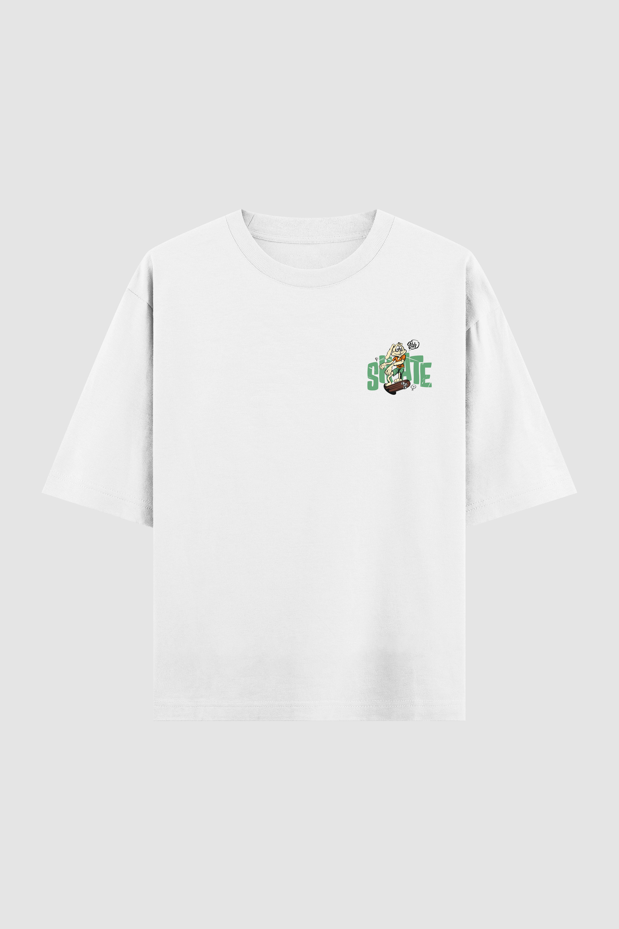 All-Day Skate Monkey Oversized White T-Shirt