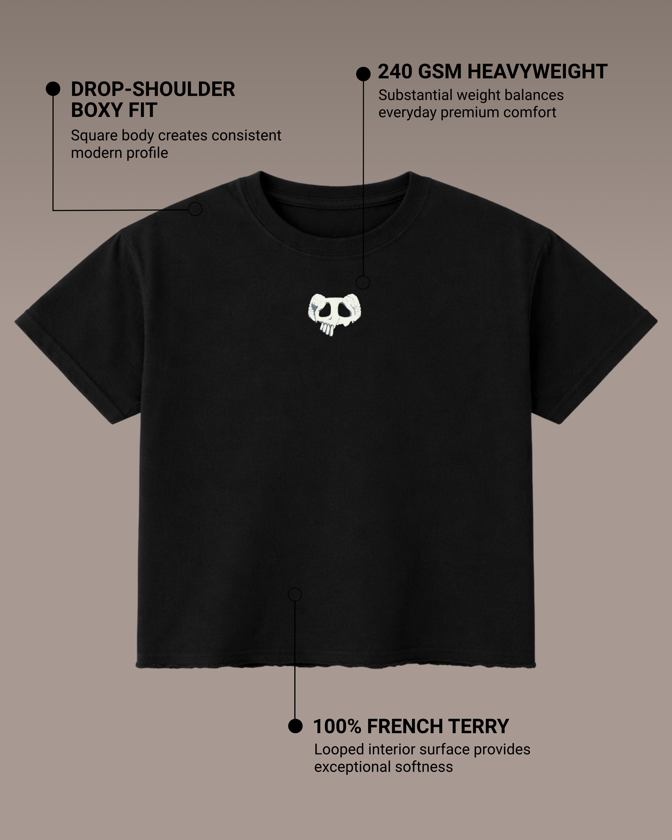 The Third Boxy Fit T-Shirt | 240 GSM French Terry Black Graphic Tee