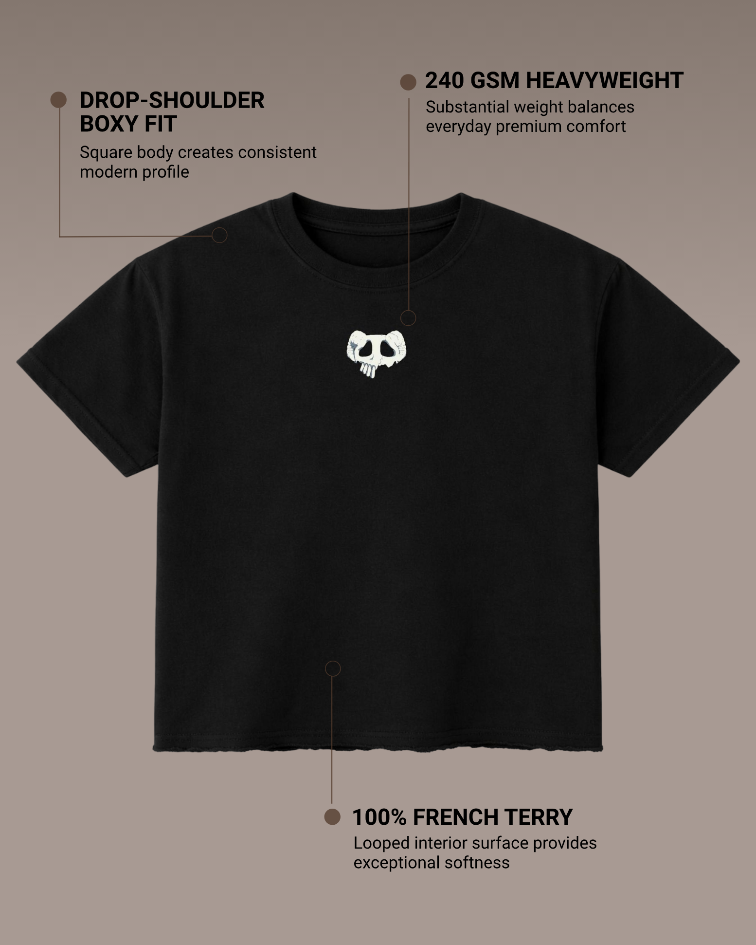 The Third Graphic Boxy Fit T-Shirt | 240 GSM French Terry Black Graphic Tee