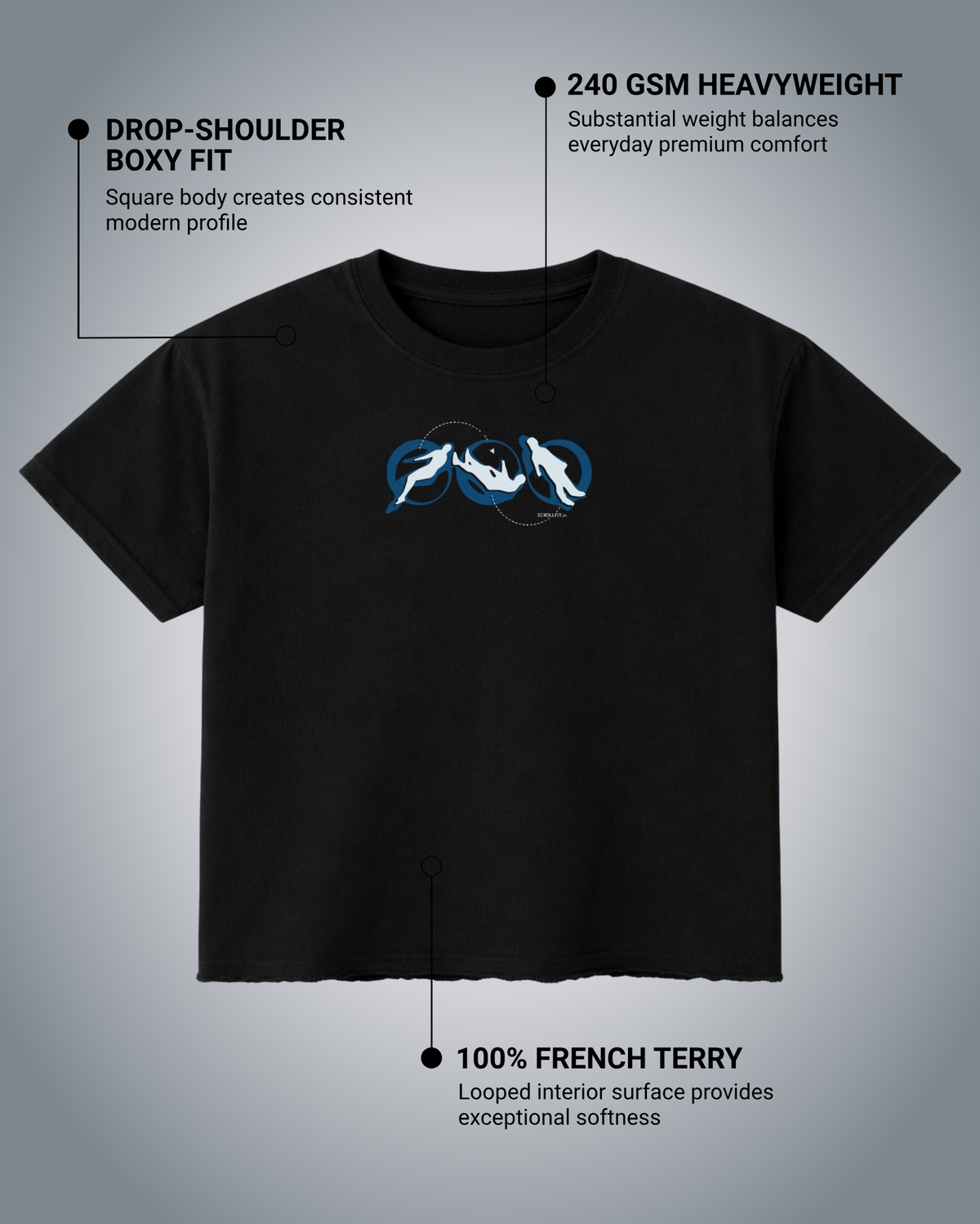 Lost In Space Black Boxy Fit T-Shirt | 240 GSM French Terry Black Graphic Tee