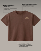 West Coast Vibes Brown Boxy Fit T-Shirt | 240 GSM French Terry Brown Graphic Tee