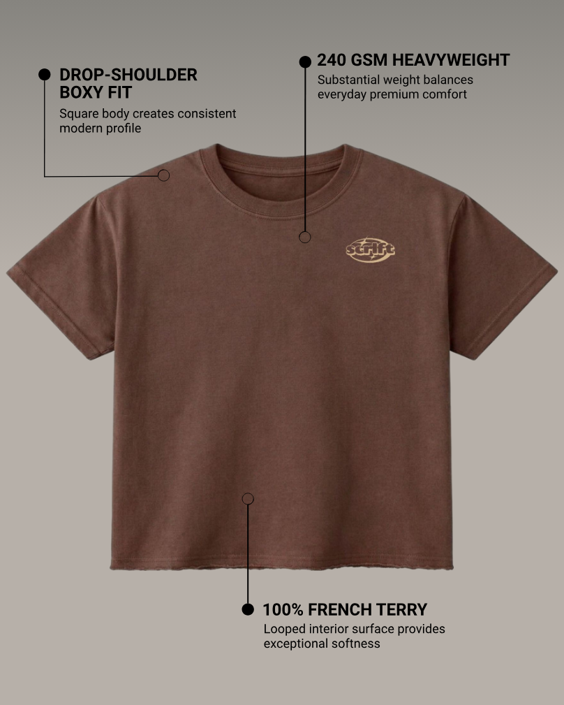 West Coast Vibes Brown Boxy Fit T-Shirt | 240 GSM French Terry Brown Graphic Tee