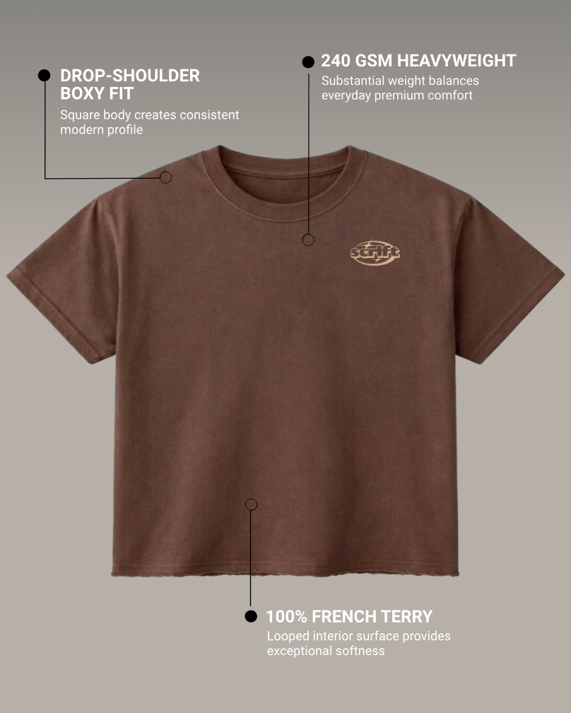 West Coast Vibes Brown Graphic Boxy Fit T-Shirt | 240 GSM French Terry Brown Graphic Tee
