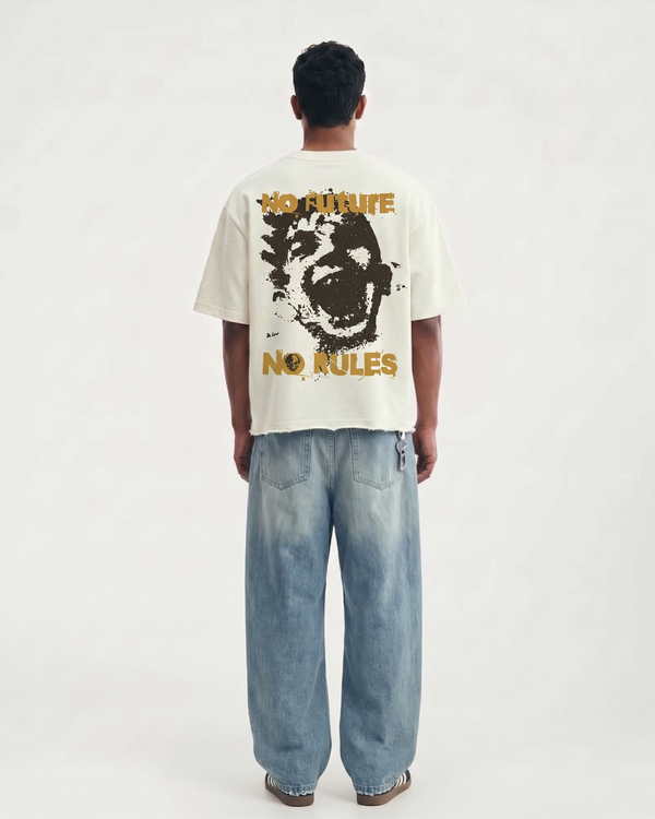 Zero Rules Boxy Fit T-Shirt | 240 GSM French Terry Off-White Graphic Tee
