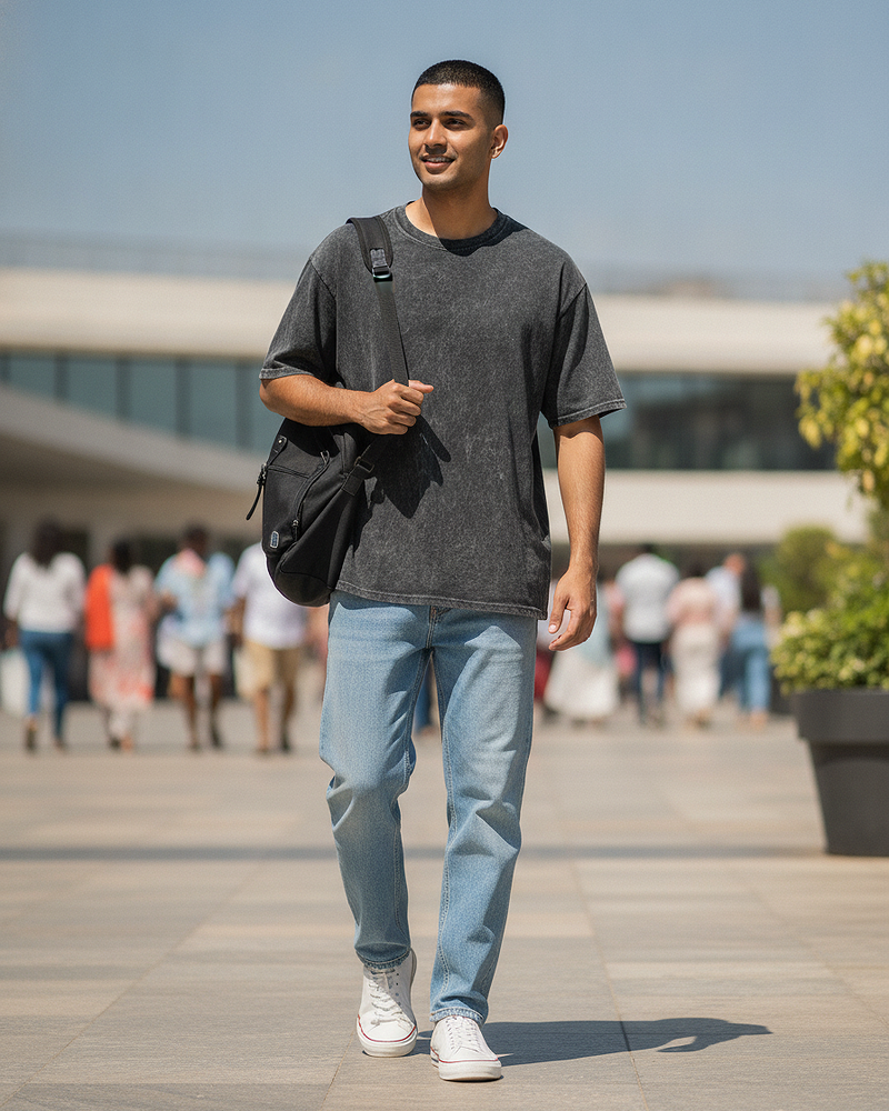 Acid Wash Oversized T-Shirt | 240 GSM French Terry Cotton Oversized Tee