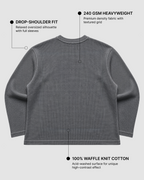 Acid Wash Waffle Knit Oversized Full-Sleeve T-Shirt | 240 GSM Waffle Knit Cotton Oversized Tee