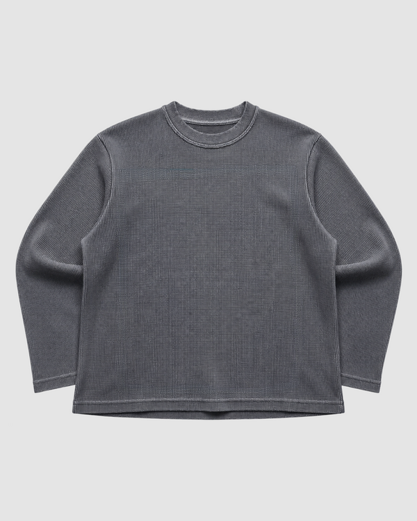 Acid Wash Waffle Knit Oversized Full Sleeve T-Shirt | 240 GSM Waffle Knit Cotton Oversized Tee