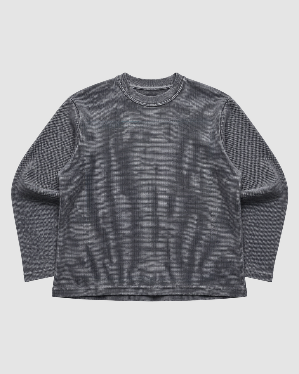 Acid Wash Waffle Knit Oversized Full-Sleeve T-Shirt | 240 GSM Waffle Knit Cotton Oversized Tee