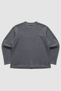 Acid Wash Waffle Knit Oversized Full-Sleeve T-Shirt