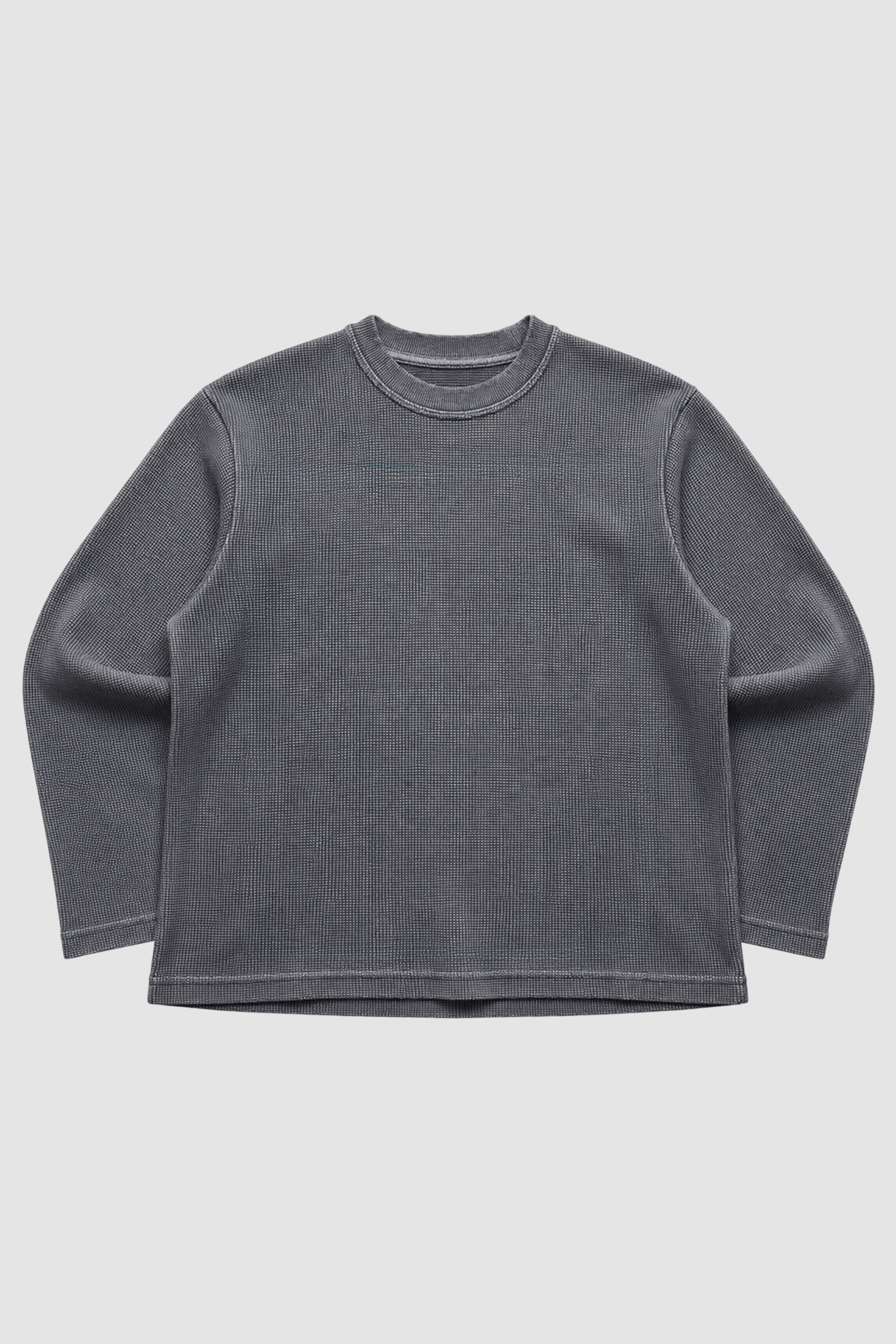 Acid Wash Waffle Knit Oversized Full-Sleeve T-Shirt